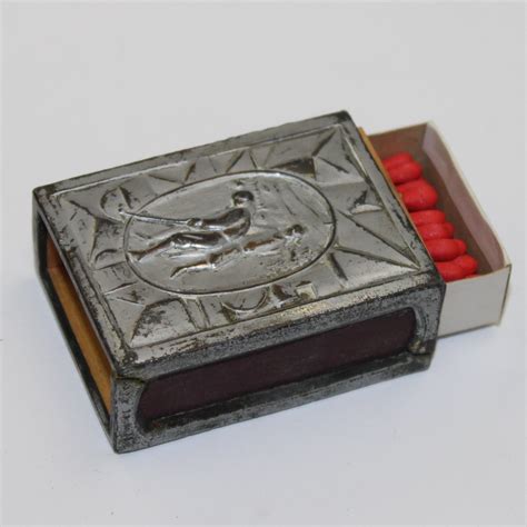 old rectangular metal match box|antique match box covers.